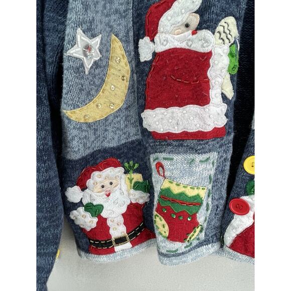 VTG Tiara Christmas Cardigan Sweater Womens L Cottagecore Grandma Holiday Knit - Picture 4 of 10